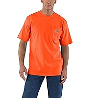 Carhartt Mens Loose Fit Heavyweight Short-sleeve Pocket K87 Workwear Short Sleeve T-Shirt (Regular And Big & Tall Sizes), Brite Orange, Large US