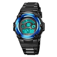 Tonnier Watch Kids Sports Watch Multi Function Digital Watches Colorful LED Display Waterproof Wristwatches for Children with PU Band