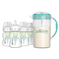 Dr. Brown's Baby Formula Mixing Pitcher 32oz, Teal with Anti-Colic Options+ Wide-Neck Baby Bottles, 4 Pack, 5 oz
