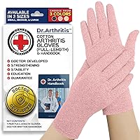 Doctor Developed Compression Gloves - Hand Compression Gloves for Arthritis Pain Relief - Cotton Arthritis Gloves for Women & Men - Rheumatoid Arthritis Gloves With Doctor Handbook (S, Pink)