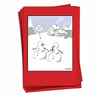 NobleWorks - 12 Funny Christmas Greeting Cards with Cartoons - Comic Boxed Set, Humor Xmas Notecards (1 Design, 12 Cards) - Snowman Sneeze B2491XSG