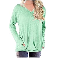 Oversized Tshirts Shirts for Women Long Sleeve Basic Shirt 2023 Teacher Outfit Solid Casual Crew Neck Tops Blouse