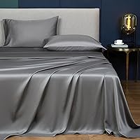 Ivellow 100% Tencel Eucalyptus Lyocell Sheets, Softer Than Silk, Gentle to Skin, 4 Pieces Breathable Cooling Bed Sheets for Hot Sleepers, 18” Deep Pocket King Sheets Grey Luxury Hotel Bedding Set