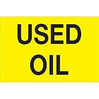 Used Oil'Labels/Stickers, 2' x 3', Fluorescent Yellow, 500 Labels Per Roll (1 Roll)