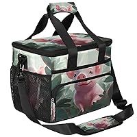 Lunch Box for Women Men Cute Animal Pig Insulated Lunch Bag Leakproof Large Lunchbox for Adults with Adjustable Shoulder Strap, Cooler Tote Bag for Work, Picnic, Beach