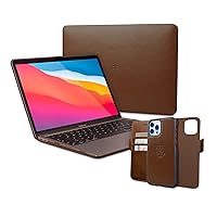 Dreem Bundle: Fibonacci Wallet-Case for iPhone 13 Pro with Euclid MacBook Air Case 13-Inch Hard Cover - Chocolate