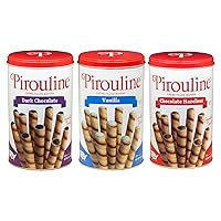 Pirouline Rolled Wafers - Best Flavor Mix, Chocolate Hazelnut, Dark Chocolate, and Vanilla Variety Pack - Rolled Wafer Sticks - 14 oz 3 Pack
