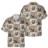 Chicken Rooster Farmhouse Summer Retro Hawaiian Shirt S-5XL