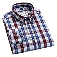 Men's Long Sleeve Dress Shirt Casual Wrinkle Free Plaid Collar Button Down Shirts