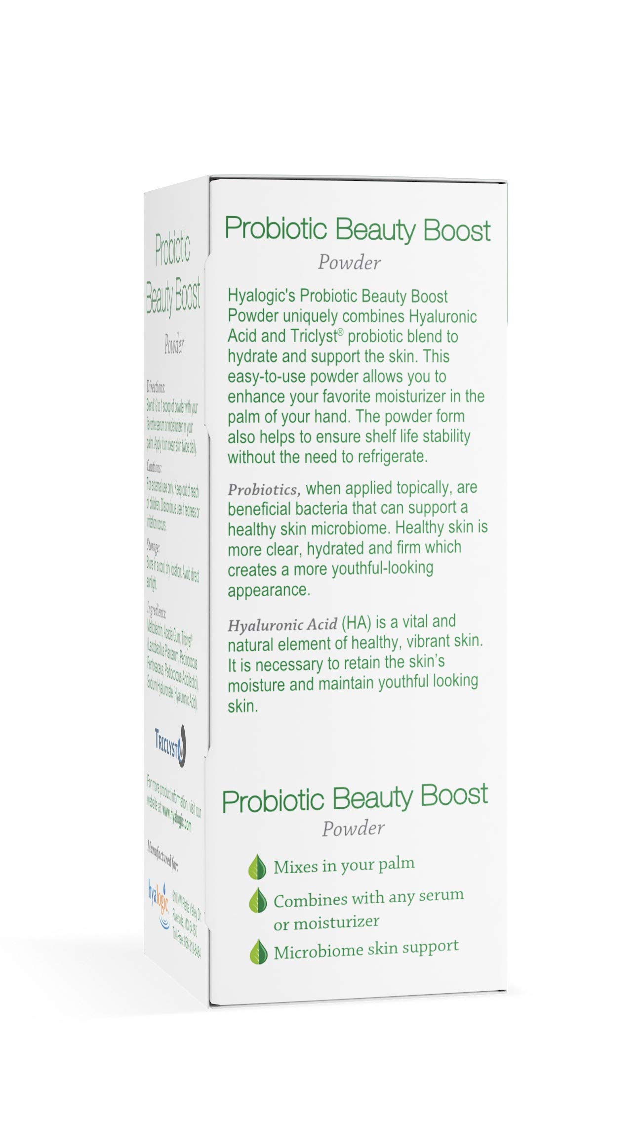 Hyalogic Probiotics Skin Powder -Beauty Boost: Create your Own Probiotic Topical Serum –Probiotic & Hyaluronic Acid Powder –Gluten Free-Vegan Friendly-Dry Free-Cruelty Free (.21 oz.) 6 gram