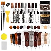 SEISSO Wood Furniture Repair Kit -12 Wood Fillers with Wood Putty and Touch Up Markers Wax Fillers Beeswax for Hole, Scratch, Cracks Cover Wooden Floor Door Surface Repair Restore -Set of 36