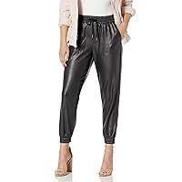 BCBGeneration Women's Faux Leather Joggers with Drawstring