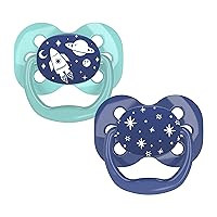 Dr. Brown's Advantage 100% Silicone Baby Paci Symmetrical Soother, 0-6m, BPA free, Blue, 2 Pack