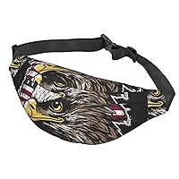 Fanny Pack For Men Women Casual Belt Bag Waterproof Waist Bag Us Army Cool American Flag Eagle Running Waist Pack For Travel Sports