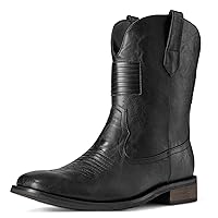Cowboy Boots For Men - Mens Square Toe Western Boot With Flag, Faux Leather Booties, Botas Para Hombre Vaqueras Suitable For Concert, Daily, Wedding