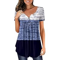 Trendy Crop Tops for Women,Crewneck 3/4 Sleeve Oversized Fit T-Shirt Cord Horizontal Line Crop Tops for Women