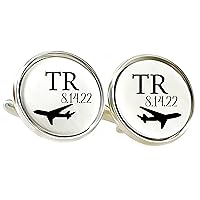 Personalized Airplane Cufflinks And Tie Clip Gift For Pilot Gift Idea Personalized Initial Personalized Pilot Cuff Links Airplane Tie Clip PLANE-CUFFLINKS