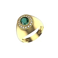 Raw Emerald Men's Ring In 14k Gold/Men's Engagement Ring For Women And Girls/Men's Statement Ring