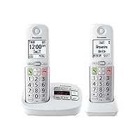Cordless Phone, Easy to Use with Large Display and Big Buttons, Flashing Favorites Key, Built in Flashlight, Call Block, Volume Boost, Talking Caller ID, 2 Cordless Handsets - KX-TGU432W