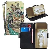 IVY A51 5G 3D Color Painting Wallet Case with Hand Strap for Samsung Galaxy A51 5G Case - Animal Kingdom