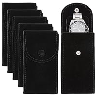 nbeads Pack of 6 Velvet Watch Storage Bag, Portable Single Watch Travel Bag, Watch Storage Bag, Luxury Gift Bag with Press Stud for Jewellery Watch, Black, 13 x 6.7 cm
