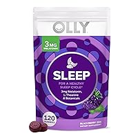 OLLY Sleep Gummy, Occasional Sleep Support, 3 mg Melatonin, L-Theanine, Chamomile, Lemon Balm, Sleep Aid, BlackBerry, 120 Count
