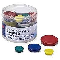 92501 Assorted Heavy-Duty Magnets, Circles, Assorted Sizes & Colors, 30/Tub