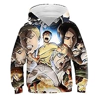 3D Digital Print Anime Hoodies for Boys,Attack on Titan Hooded Sweater Kids Novelty Casual Sweatshirts