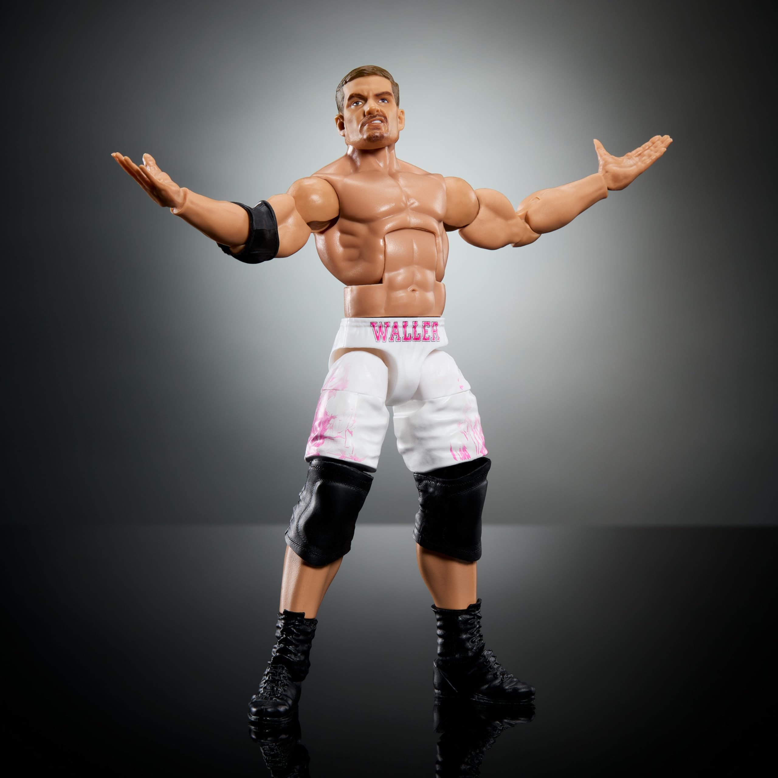 WWE Elite Action Figure & Accessories, 6-inch Collectible Grayson Waller with 25 Articulation Points, Life-Like Look & Swappable Hands