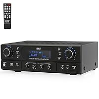 Pyle Bluetooth Home Theater Receiver Amplifier - 180W Peak Power Amp w/Treble, Bass, Echo Control, MP3/USB/FM, Dual Channel Audio Stereo System for Home Streaming Entertainment, Karaoke, Professional