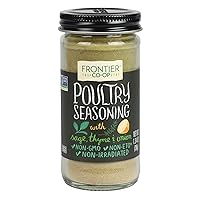 Frontier Co-op Salt-free Poultry Seasoning, 1.34 Ounce Bottle, Blend of Sage, Thyme & Onion, Perfect for Poultry & Stuffing