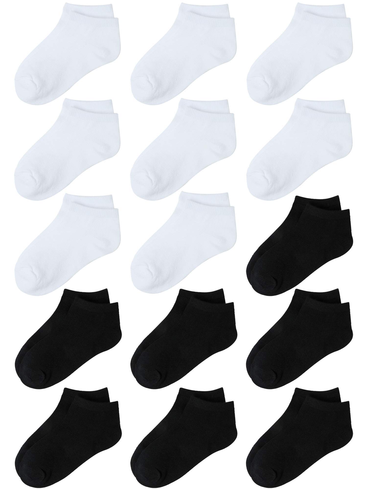 Cooraby 15 Pack Kids' Half Cushion Low Cut Athletic Ankle Socks Boys Girls Ankle Socks