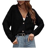 Women's Cardigans Dressy Casual Autumn and Winter Button Solid Color Knitted Cardigan Long Sleeve Sweater, S-XL