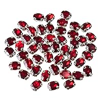 Embroiderymaterial Oval Shape Sew on Glass Crystal Rhinestones with D Shape Claws for Craft, Embroidery and Jewellery Making (6 * 8MM, Maroon, 48 Pieces)