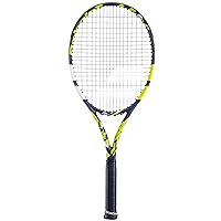 Babolat Boost Aero Tennis Racquet (Yellow) Strung with White Babolat Syn Gut at Mid-Range Tension