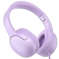 LORELEI E5 Wired Headphones for Kids Foldable & 3.5mm Jack Tangle Free Nylon Wire Stereo On Ear Headsets for Kids/Children/School/Tablet/Ipad/Kiddle/Plane (Purple)