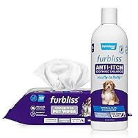 Furbliss Anti-Itch Soothing Oatmeal Shampoo 16oz & Furbliss Unscented Hygienic Grooming Pet Wipes (100ct) Bundle Anti-Itch Oatmeal Shampoo for Dogs and Hypoallergenic Dog Grooming Wipes with Vitamin E