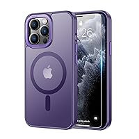 LUHOURI Enhanced Magnetic for iPhone 13 Pro Max Case with Screen Protector - Wireless Charging Compatible, 21ft Military-Grade Drop Tested, Slim Fit Shockproof Translucent Matte Cover - Dark Purple