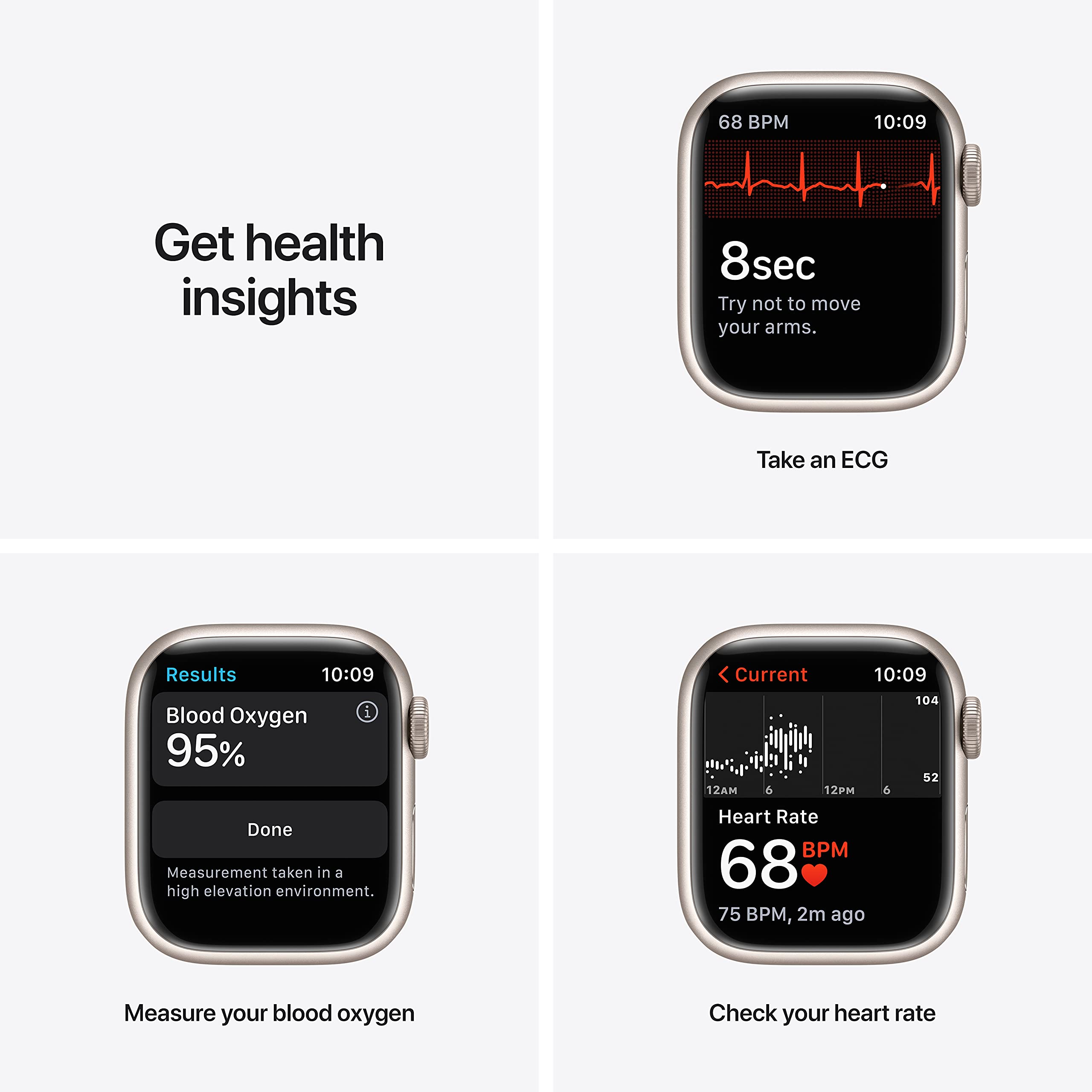 Apple Watch Series 7 [GPS 41mm] Smart Watch w/Starlight Aluminum Case with Starlight Sport Band. Fitness Tracker, Blood Oxygen & ECG Apps, Always-On Retina Display, Water Resistant