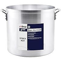 Winco USA Super Aluminum Stock Pot, Heavy Weight, 24 Quart, Aluminum, Metallic