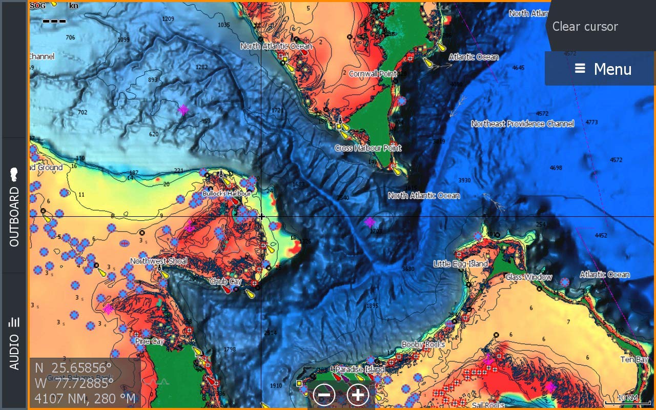 C-MAP Reveal Coastal Charts for Marine GPS Navigation with Shaded Relief, Hi-Res Bathymetry, Vectors, Custom Depth Shading