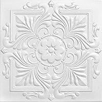A La Maison Ceilings R14 Victorian Foam Glue-up Ceiling Tile (21.6 sq. ft./Case), Pack of 8, Plain White
