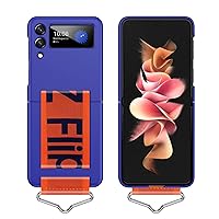 Phone Case Compatible with Samsung Galaxy Z Flip 3 Wristband Stand Case, Ultra Thin Case Z Flip 3 with Hand Strap, Nylon Hinge PC Hard Shell Shockproof Protective Cover Galaxy Z Flip 3 5G ( Color : Bl