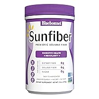 Bluebonnet Nutrition Sunfiber – 6 g of Plant Based Prebiotic Soluble Fiber – Supports Digestive Health* - Instant Dissolve – Non-GMO, Vegan, Kosher, Low-FODMAP – Unflavored, 7.4 OZ, 30 Servings