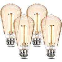 Sigalux Edison LED Light Bulbs, Dimmable Vintage Light Bulbs 40 Watt Equivalent, E26 LED Filament Bulbs, ST19 Antique Amber Glass Light Bulbs Soft White 2700K, 400LM, CRI90, UL Listed, 4 Pack