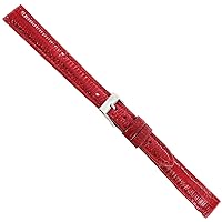 12mm Milano Genuine Lizard Leather Red Stitched Padded Watch Band 718a