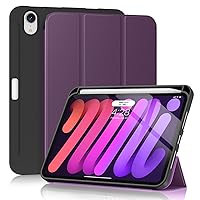 Soke iPad Mini 6 Case 2021 6th Generation with Pencil Holder-[Shockproof Protection + 2nd Gen Apple Pencil Charge + Auto Sleep/Wake], Soft TPU Back Cover for iPad Mini 6th Gen 8.3 inch(New Purple)