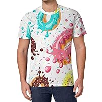 Colorful Donuts Men's T Shirts Full Print Tees Crew Neck Short Sleeve Tops