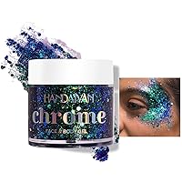 GL-Turelifes Chameleon Face Body Glitter, Mermaid Chunky Glitter Eyeshadow Color Changing Glitter Under Light for Eyes, Face,Hair, Lip & Body Festival Glitter Cosmetic 1.13oz (#06)