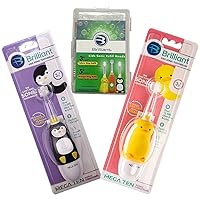 Brilliant Kids Sonic Toothbrush Penguin and Duck with 6 Pack of Replacement Heads for Children Age of 3